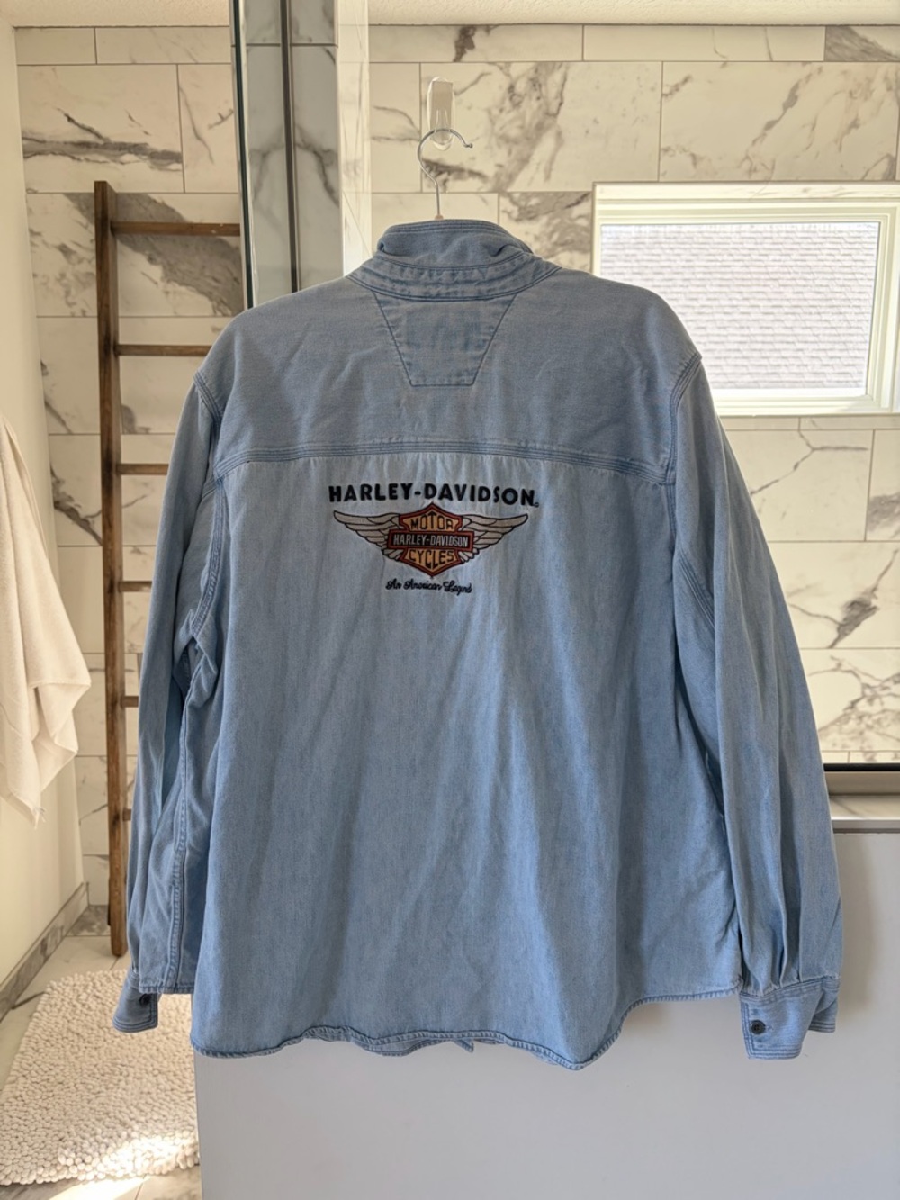 Harley-Davidson Light Blue Women's Denim Jacket with Script Logo - Picture 3 of 6